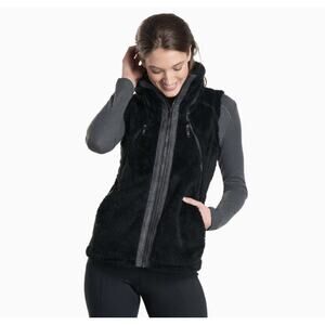 KUHL Flight Vest Women’s XS Black Fleece Zip Front High Collar Outdoor Hiking